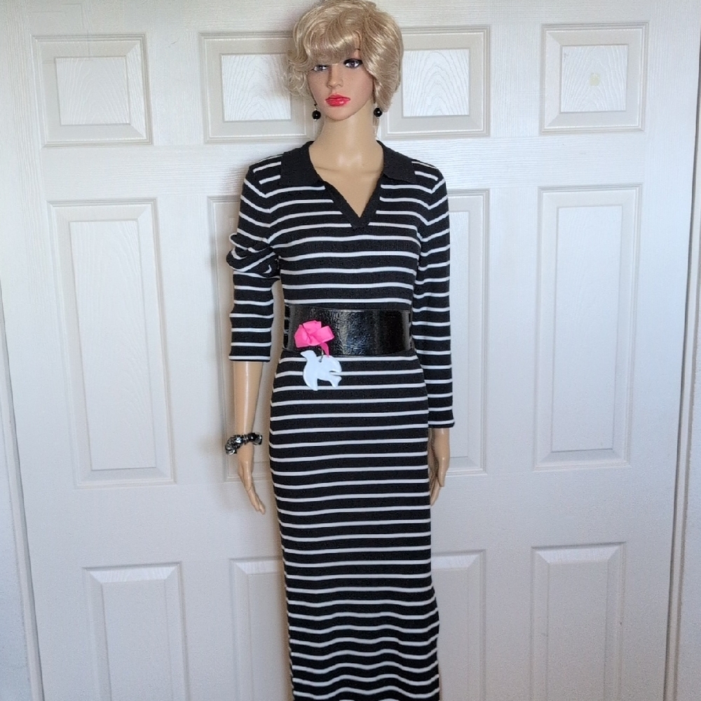 Mirol Black and White Sweater Dress